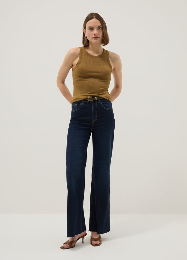 OVS Yellow Glitter Top Regular Fit With Thin Straps