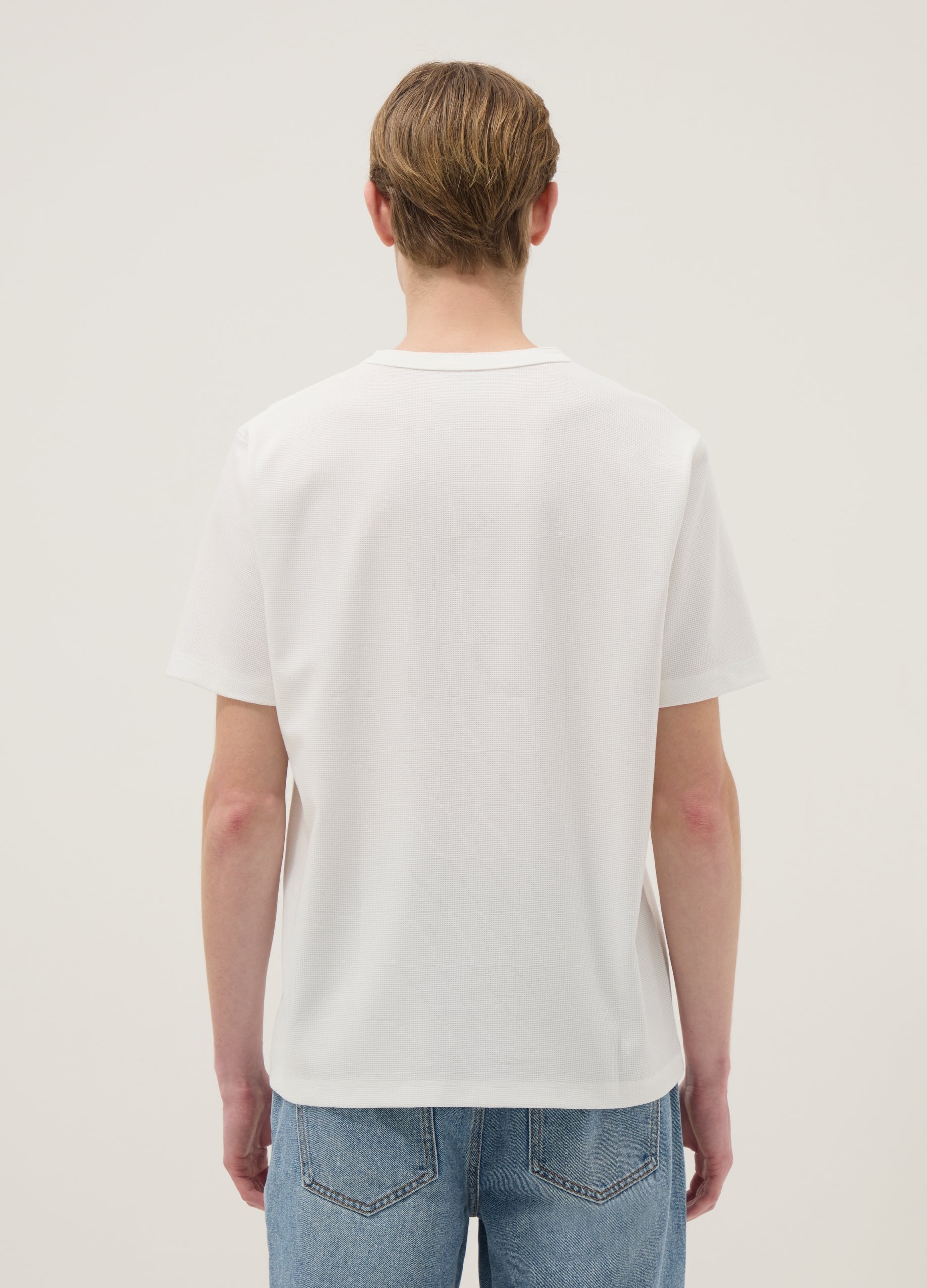 OVS White Short Sleeve T-Shirt Regular Fit With Henley Collar