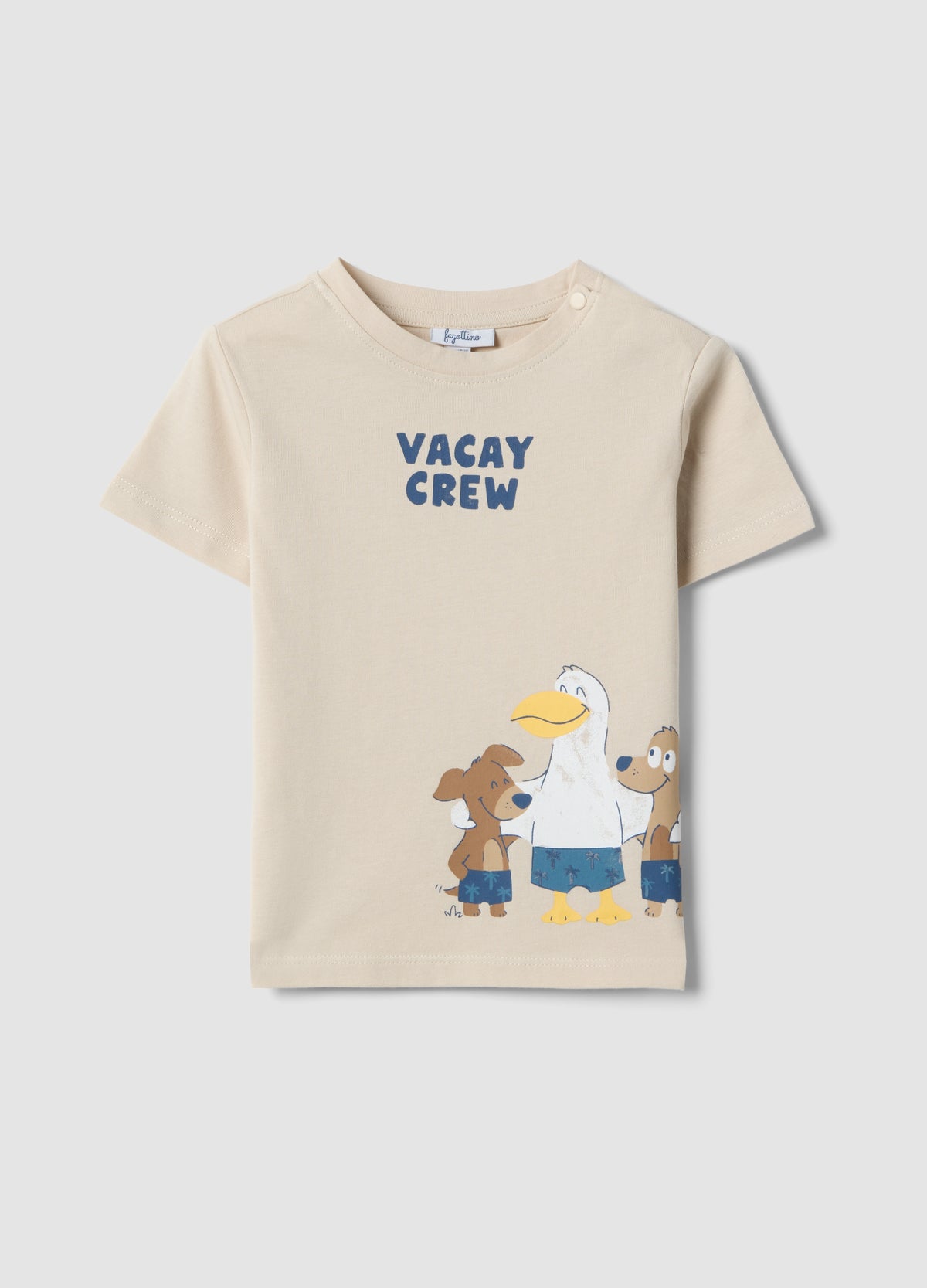 OVS Beige Pure Cotton Kids’ T-Shirt, Regular Fit, With Print