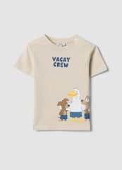 OVS Beige Pure Cotton Kids’ T-Shirt, Regular Fit, With Print