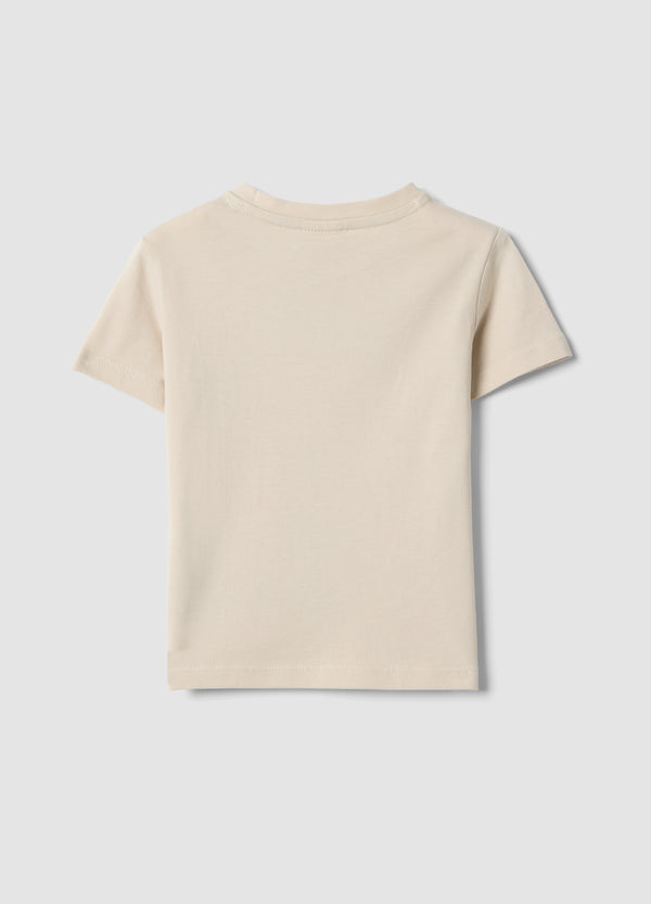 OVS Beige Pure Cotton Kids’ T-Shirt, Regular Fit, With Print