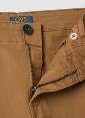 OVS Brown Stretch Cotton Oversized Fit Cargo Shorts For Kids