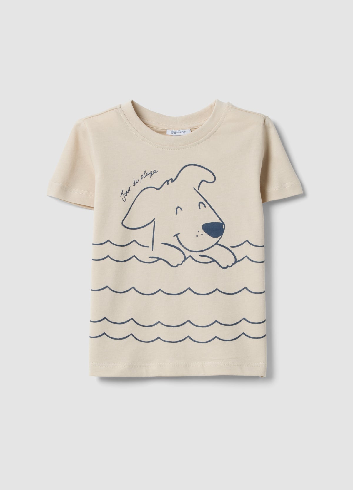OVS Beige Pure Cotton Toddler T-Shirt Regular Fit With Dog Print