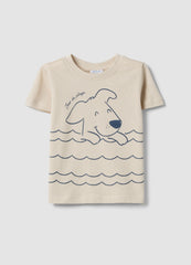 OVS Beige Pure Cotton Toddler T-Shirt Regular Fit With Dog Print
