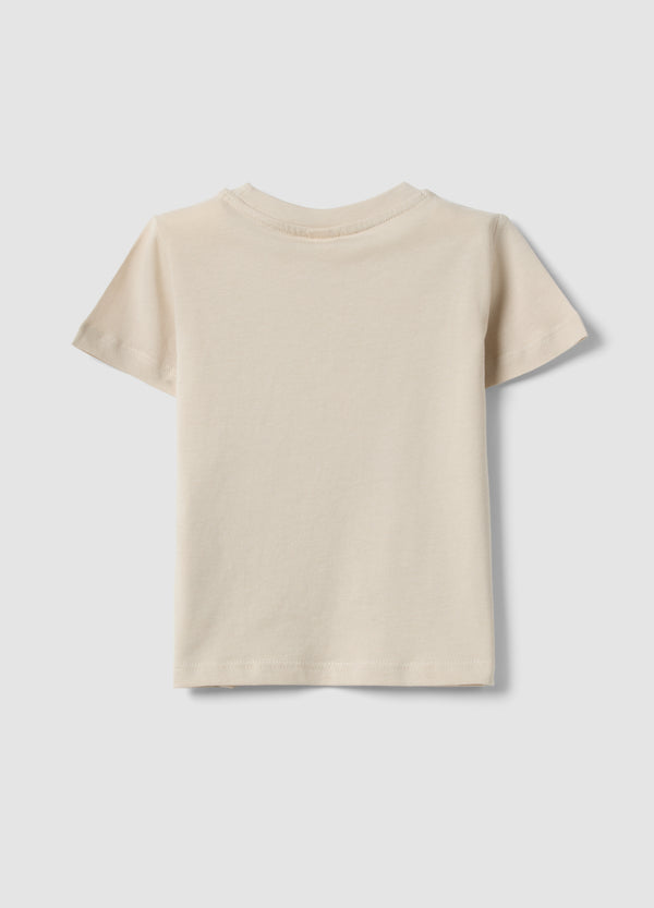 OVS Beige Pure Cotton Toddler T-Shirt Regular Fit With Dog Print