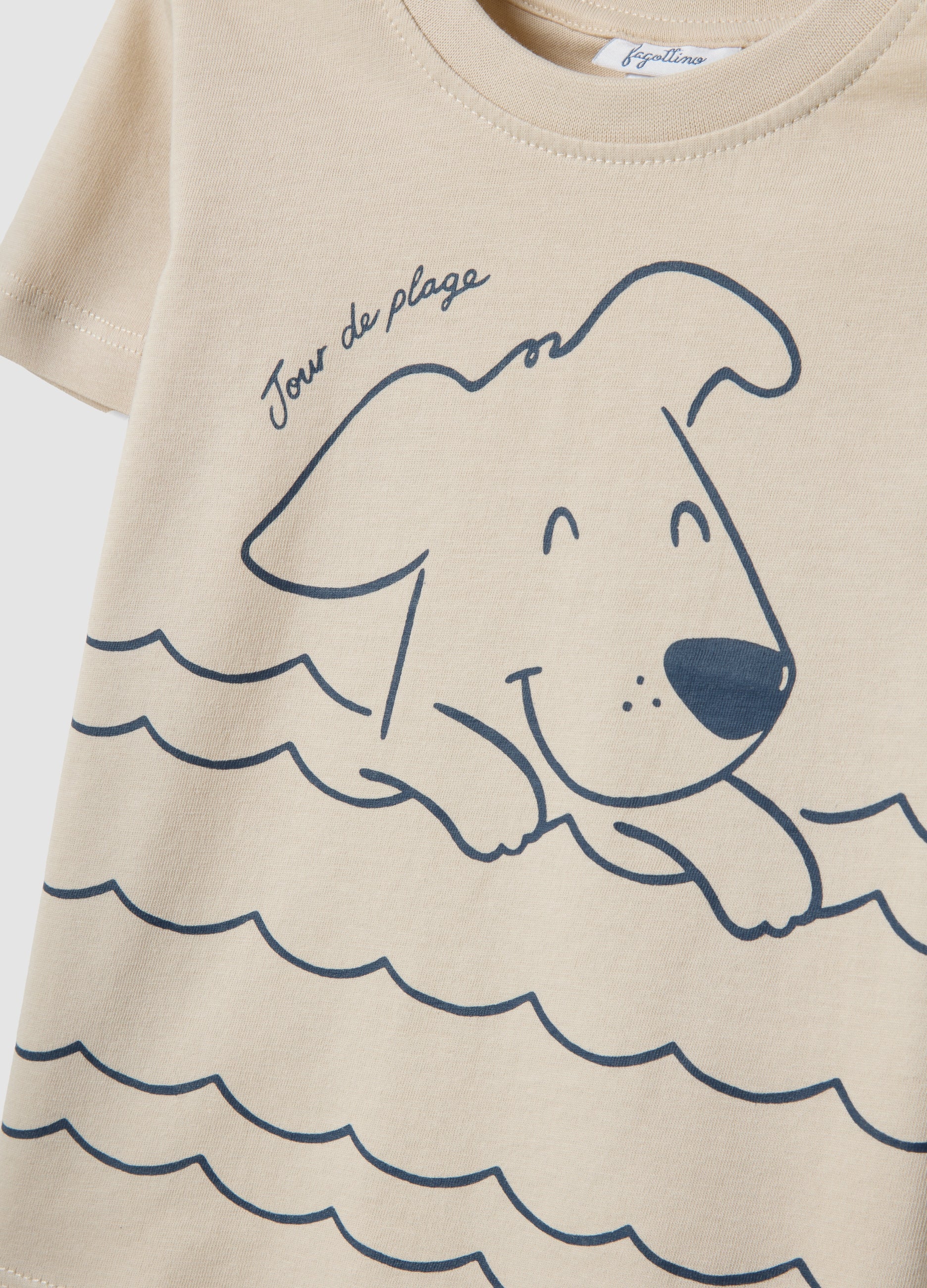 OVS Beige Pure Cotton Toddler T-Shirt Regular Fit With Dog Print