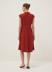 OVS Red Regular-Fit Shirt Dress In Viscose And Linen Blend