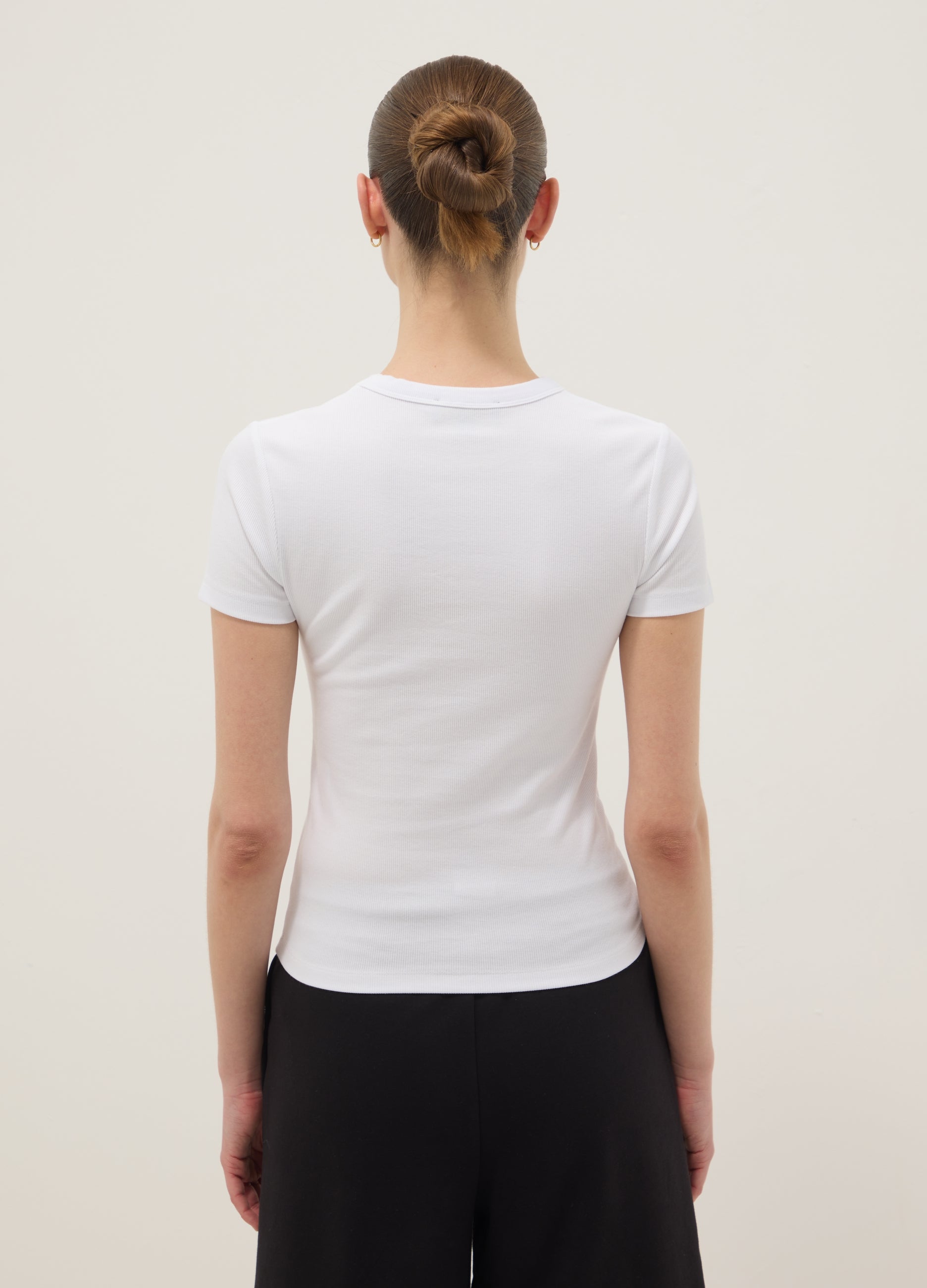 OVS White Fitted Short-Sleeve Stretch Cotton T-Shirt