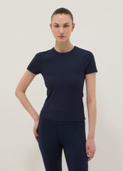 OVS Blue Fitted Short-Sleeve Stretch-Cotton T-Shirt