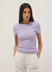 OVS Purple Fitted Short-Sleeve Stretch Cotton T-Shirt