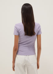 OVS Purple Fitted Short-Sleeve Stretch Cotton T-Shirt