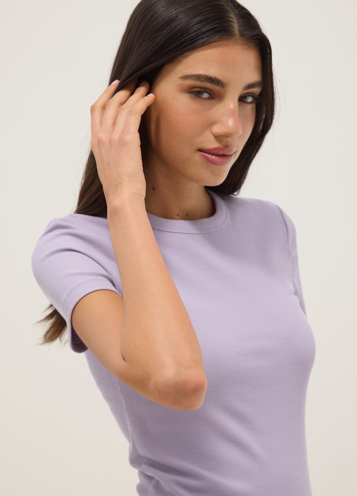 OVS Purple Fitted Short-Sleeve Stretch Cotton T-Shirt