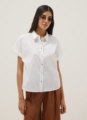 OVS White Pure Cotton Short-Sleeve Regular-Fit Shirt