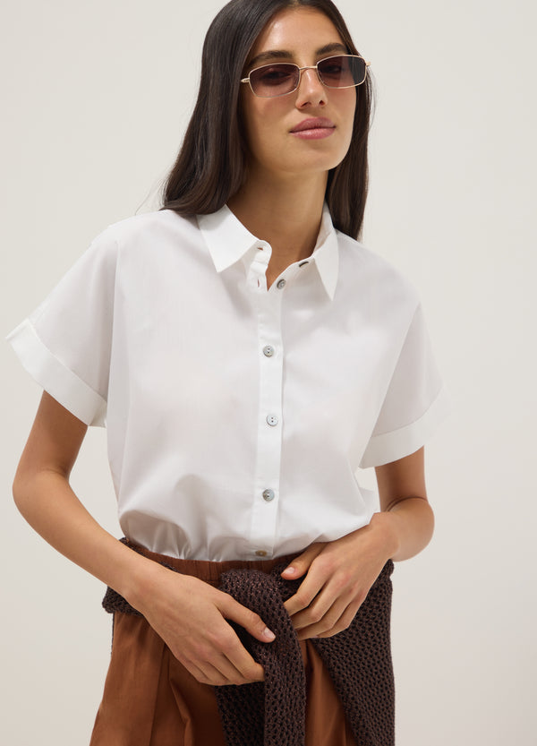 OVS White Pure Cotton Short-Sleeve Regular-Fit Shirt