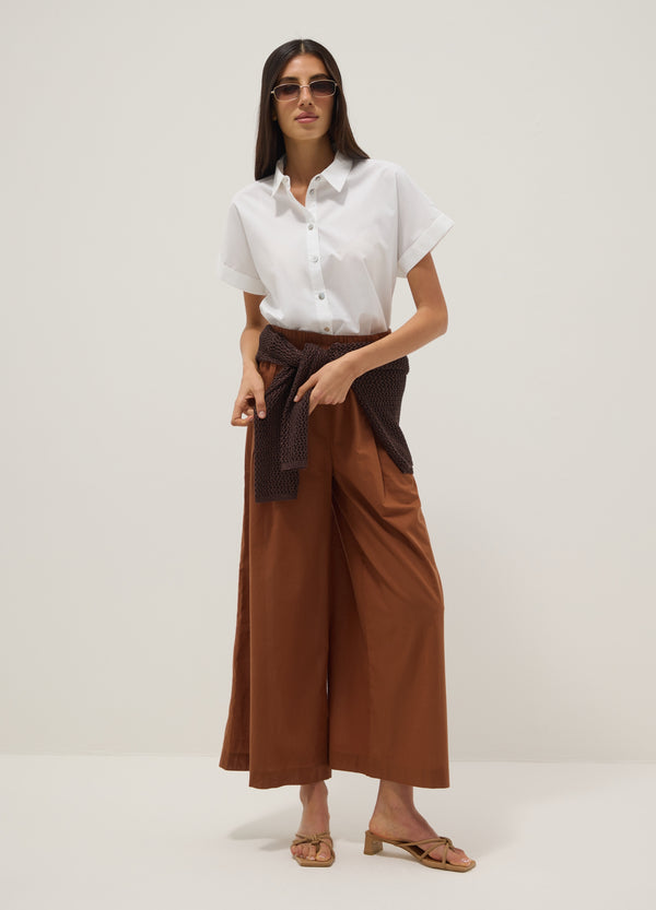OVS Brown Regular-Fit Pure Cotton Trousers