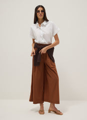 OVS Brown Regular-Fit Pure Cotton Trousers