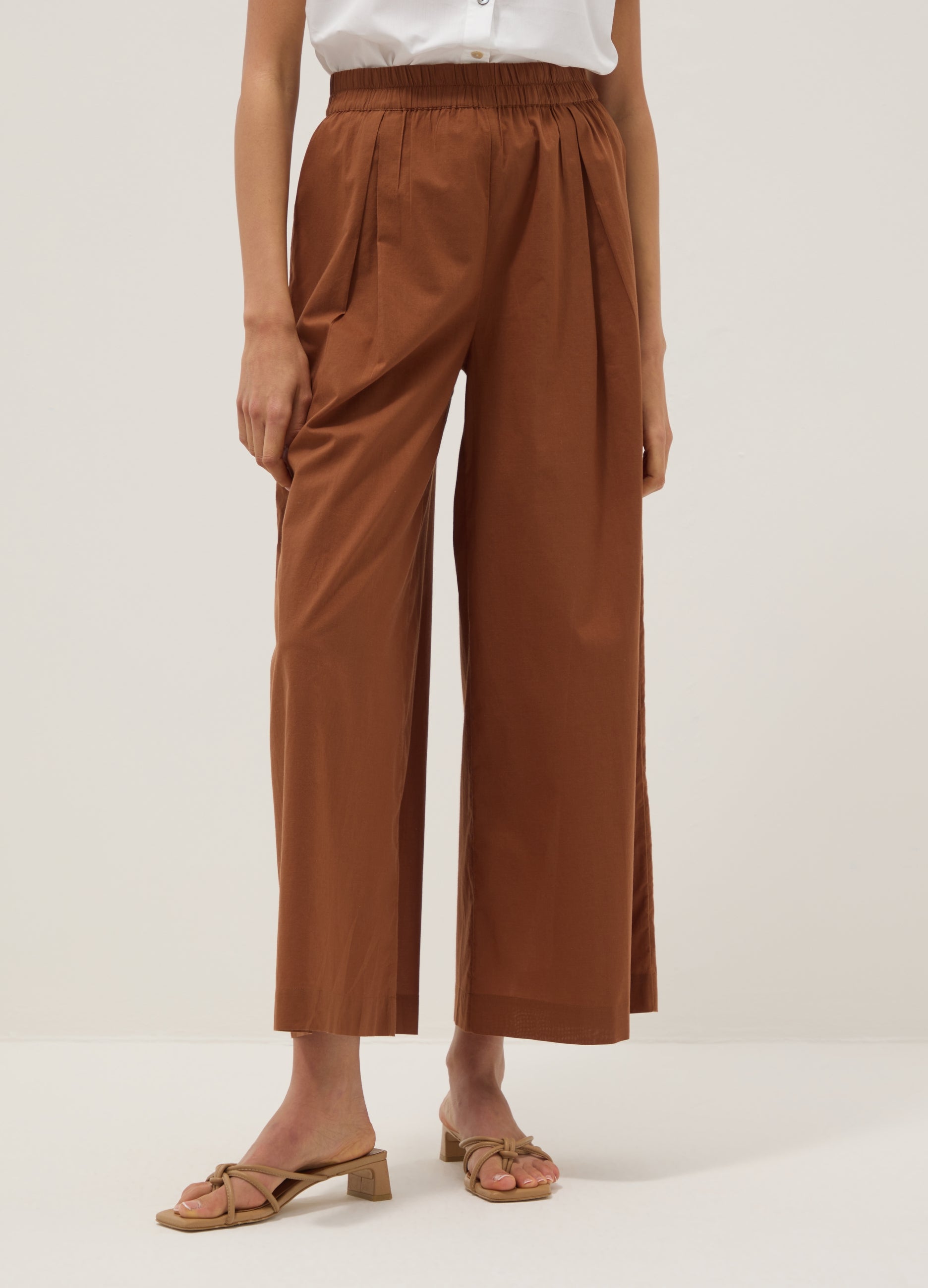 OVS Brown Regular-Fit Pure Cotton Trousers