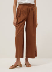 OVS Brown Regular-Fit Pure Cotton Trousers