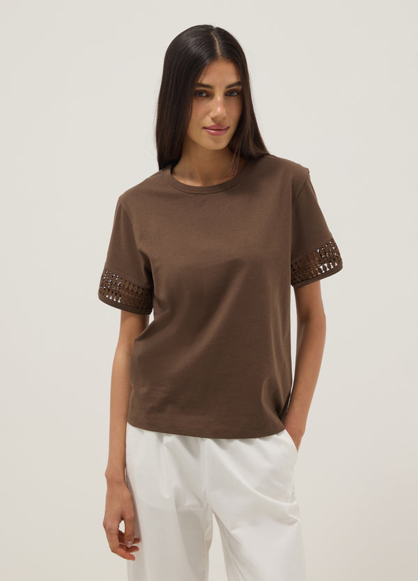 OVS Brown Pure Cotton Short-Sleeve T-Shirt