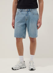 OVS Blue Denim Bermuda Shorts In Cotton Blend, Regular Fit