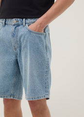 OVS Blue Denim Bermuda Shorts In Cotton Blend, Regular Fit