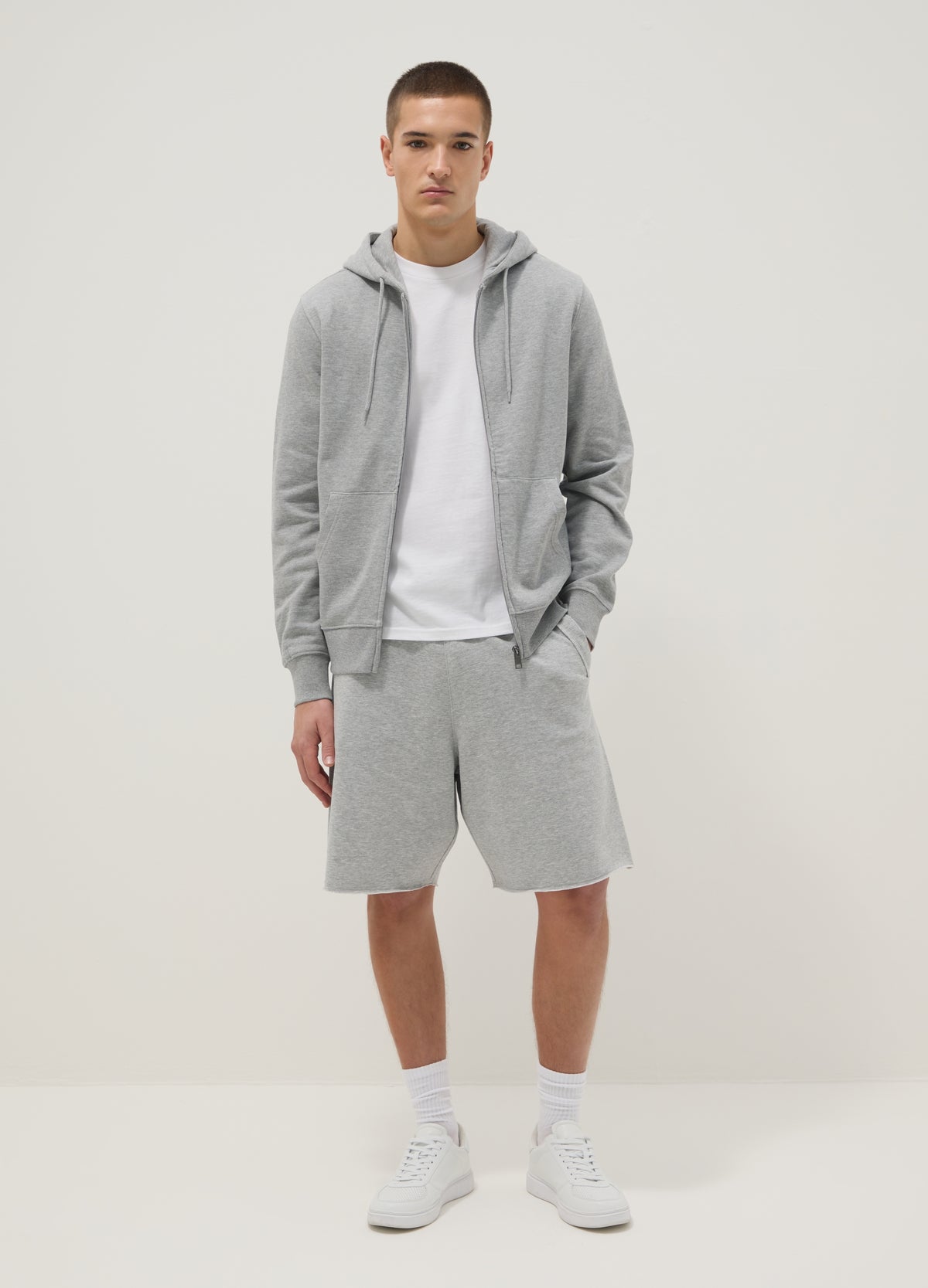 OVS Grey Cotton-Blend Relaxed-Fit Shorts