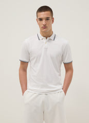 OVS White Stretch Cotton Polo Shirt, Regular Fit