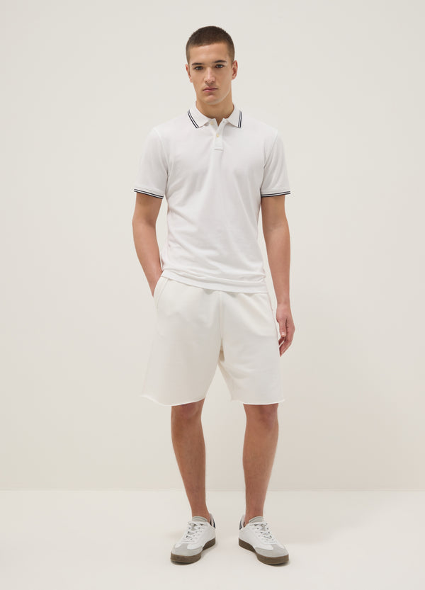 OVS White Stretch Cotton Polo Shirt, Regular Fit