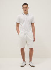OVS White Stretch Cotton Polo Shirt, Regular Fit