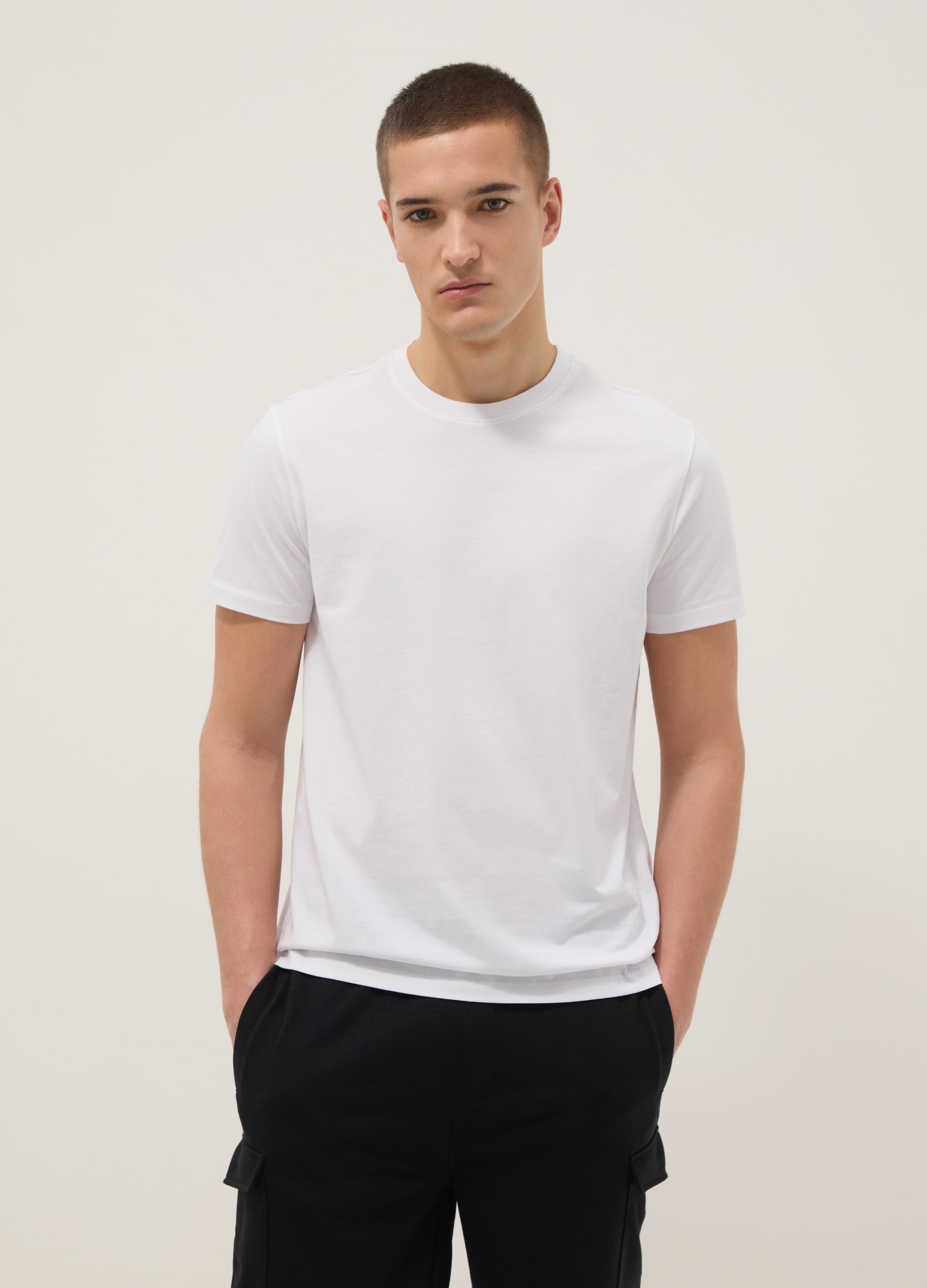 OVS White Pure Cotton Short-Sleeve T-Shirt