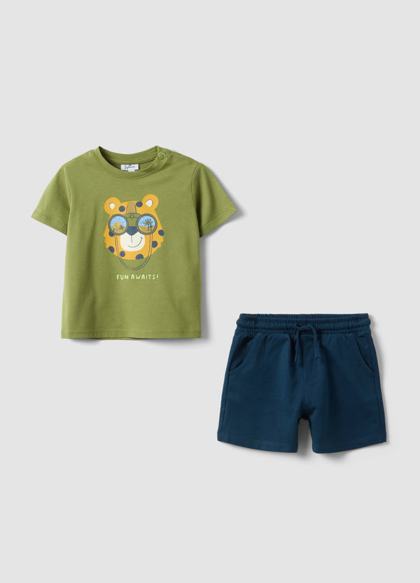 OVS Multicolour Pure Cotton Children'S Set Regular Fit With Tiger