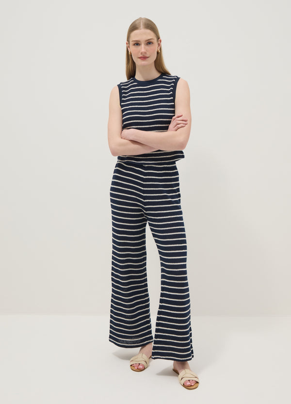 OVS Regular-Fit Blue And White Striped Cotton-Blend Waistcoat