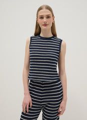 OVS Regular-Fit Blue And White Striped Cotton-Blend Waistcoat