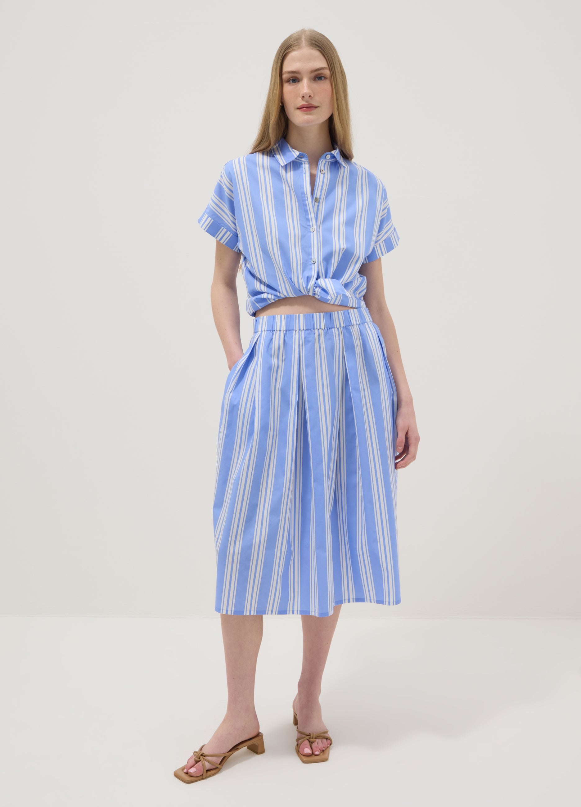 OVS Blue Striped Pure Cotton Shirt