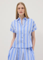 OVS Blue Striped Pure Cotton Shirt