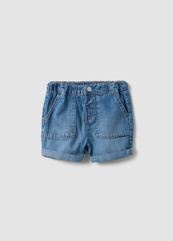 OVS Children'S Regular Fit Blue Denim Cotton Blend Shorts