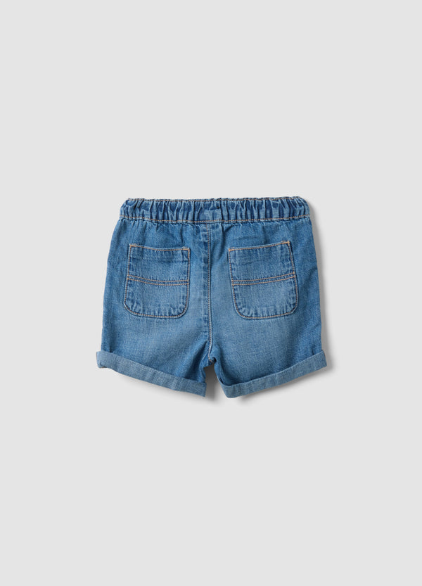 OVS Children'S Regular Fit Blue Denim Cotton Blend Shorts