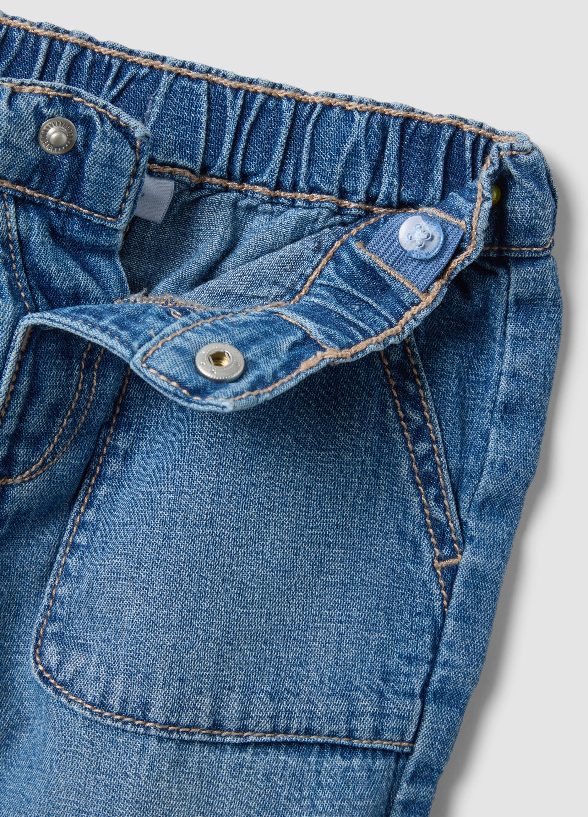 OVS Children'S Regular Fit Blue Denim Cotton Blend Shorts