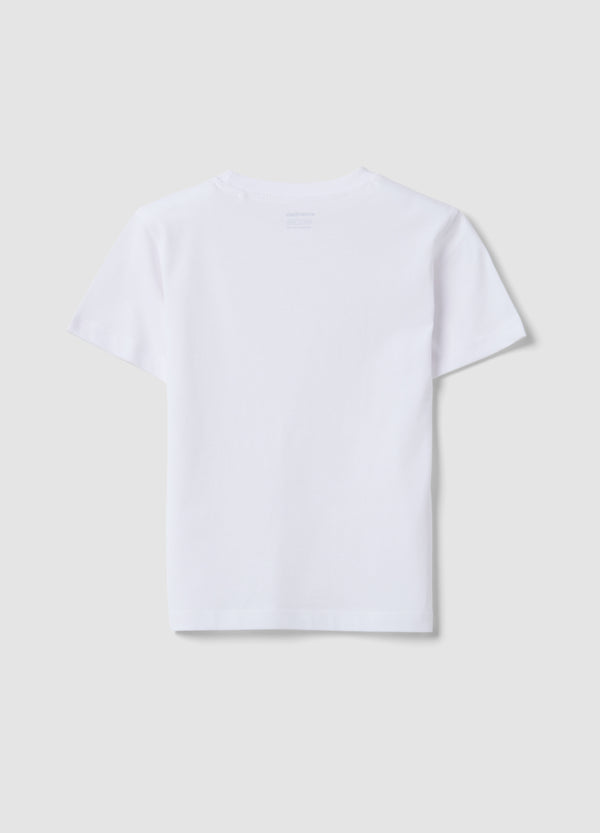 OVS Boys’ White Pure Cotton T-Shirt, Regular Fit
