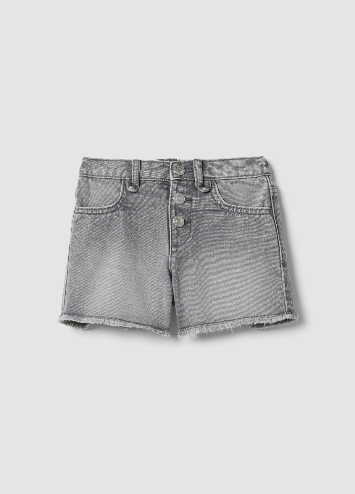OVS Girls' Grey Cotton Denim Shorts, Regular Fit