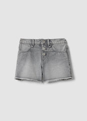 OVS Girls' Grey Cotton Denim Shorts, Regular Fit