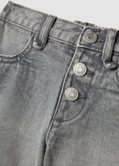 OVS Girls' Grey Cotton Denim Shorts, Regular Fit