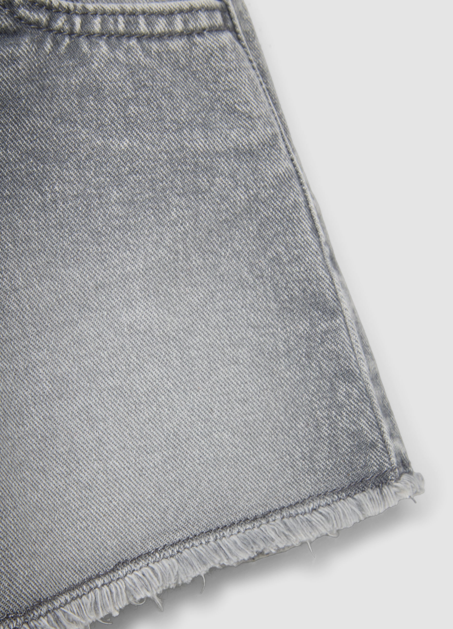 OVS Girls' Grey Cotton Denim Shorts, Regular Fit
