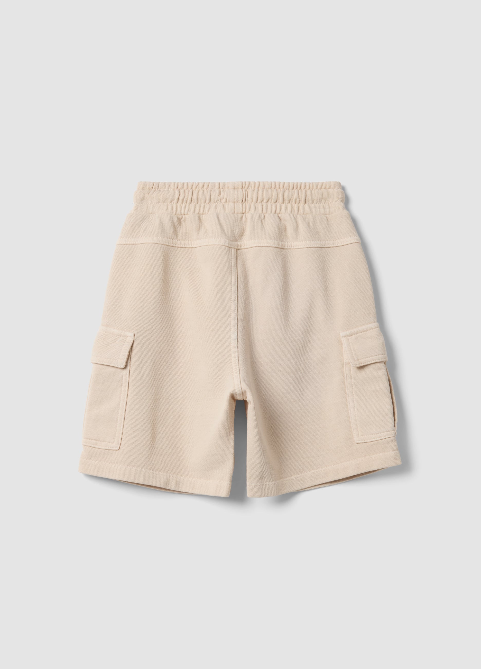 OVS Beige Pure Cotton Cargo Shorts For Boys, Comfort Fit