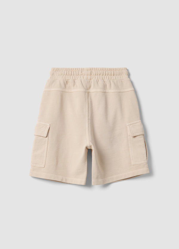 OVS Beige Pure Cotton Cargo Shorts For Boys, Comfort Fit