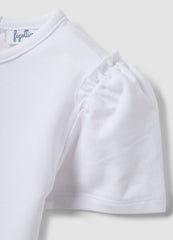 OVS White Stretchy Cotton Regular Fit Girl’S T-Shirt With Flower Embroidery