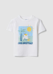 OVS White Pure Cotton T-Shirt For Baby Boy With Print