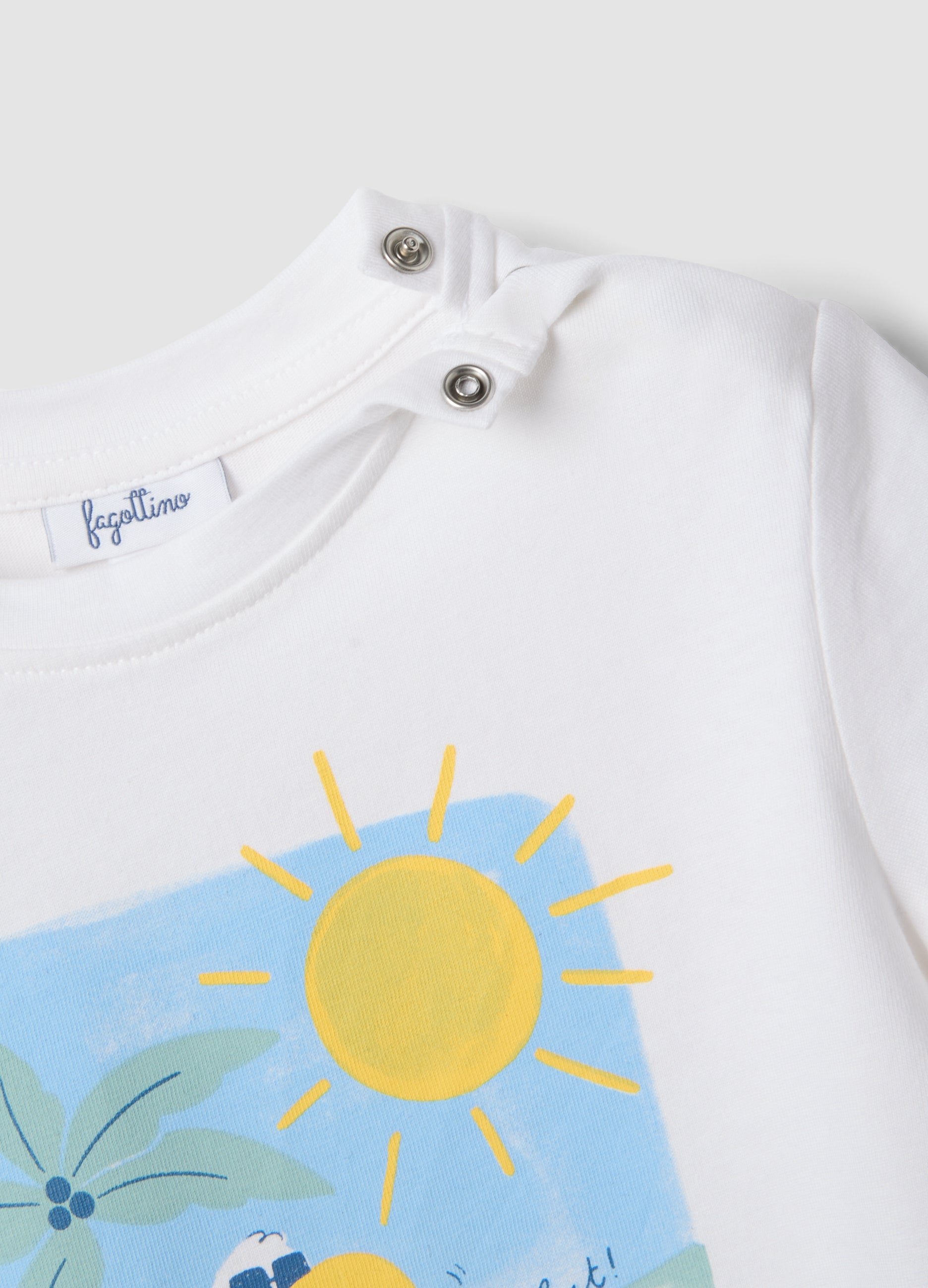OVS White Pure Cotton T-Shirt For Baby Boy With Print