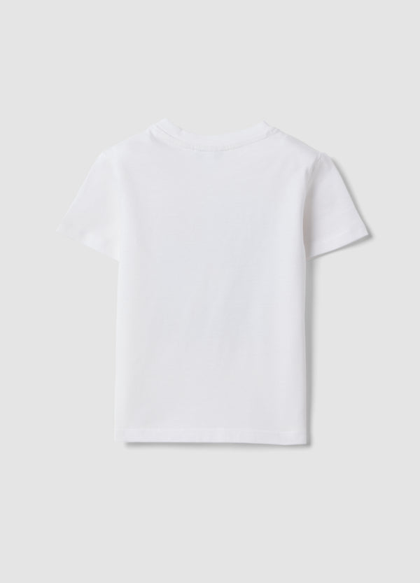 OVS White Pure Cotton T-Shirt For Baby Boy With Print