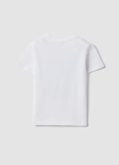 OVS White Pure Cotton T-Shirt For Baby Boy With Print